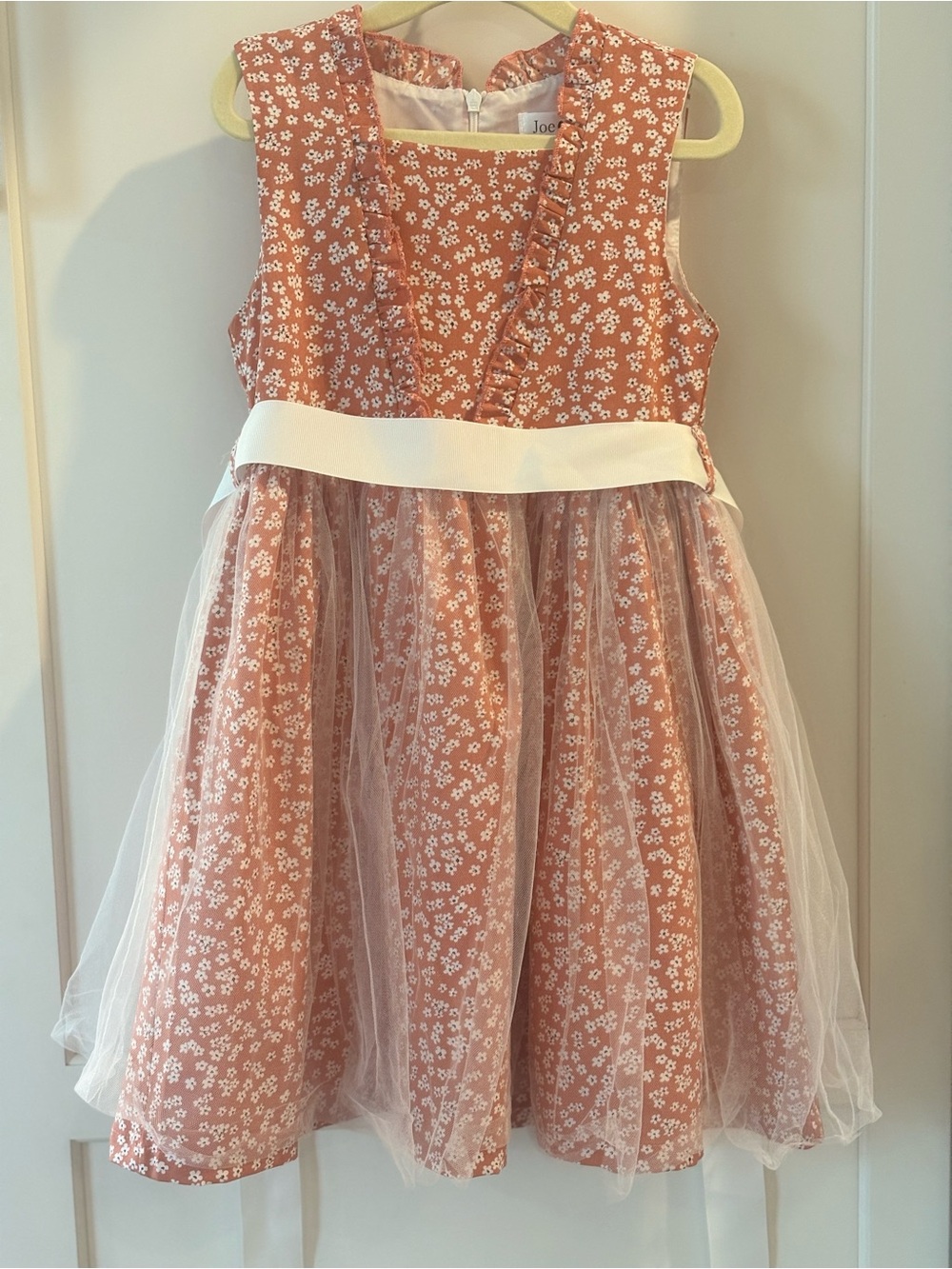 Joie Mauve-Pink Floral Tulle Sash Party Dress for Girls